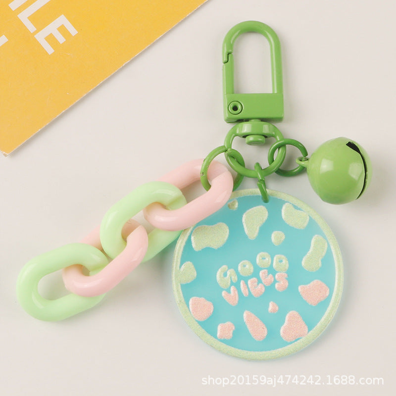 Wholesale Cow Pattern Candy Color Bell Acrylic Keychain